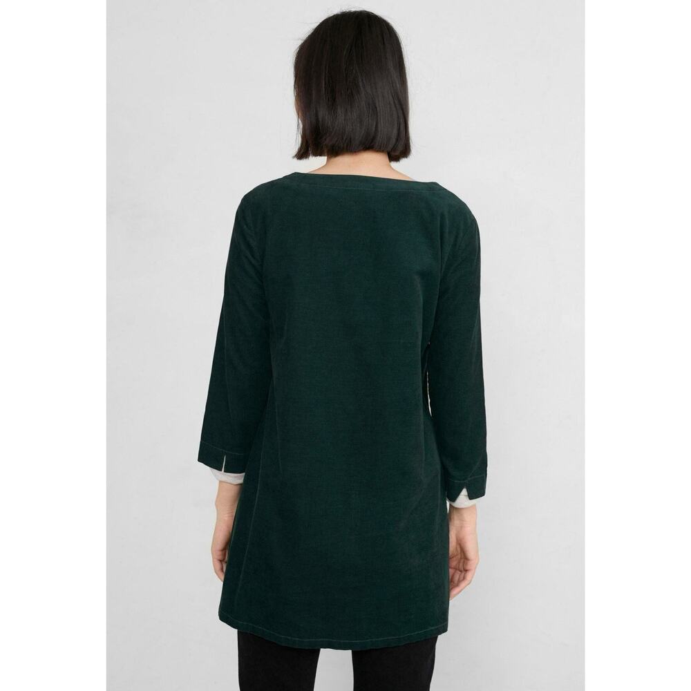 Seasalt Cornwall Tunic Cotton Corduroy Pine Green 3/4 Sleeves US 12 Cottagecore - Picture 4 of 11